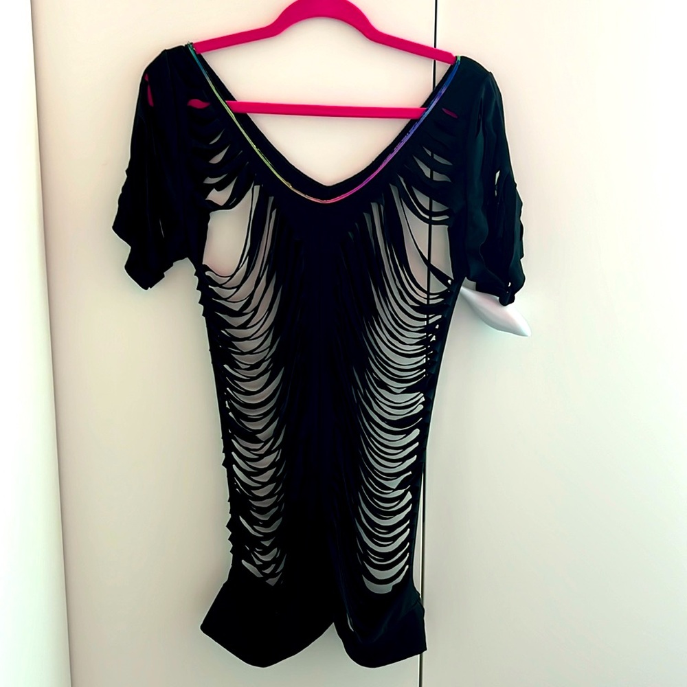TOTALLY SLASHED. Shredded Oversize Top For Dance, Beach EXC